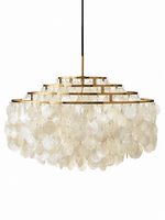 Copper-tone natural shell chandelier, 4 tiers, 60 cm diameter