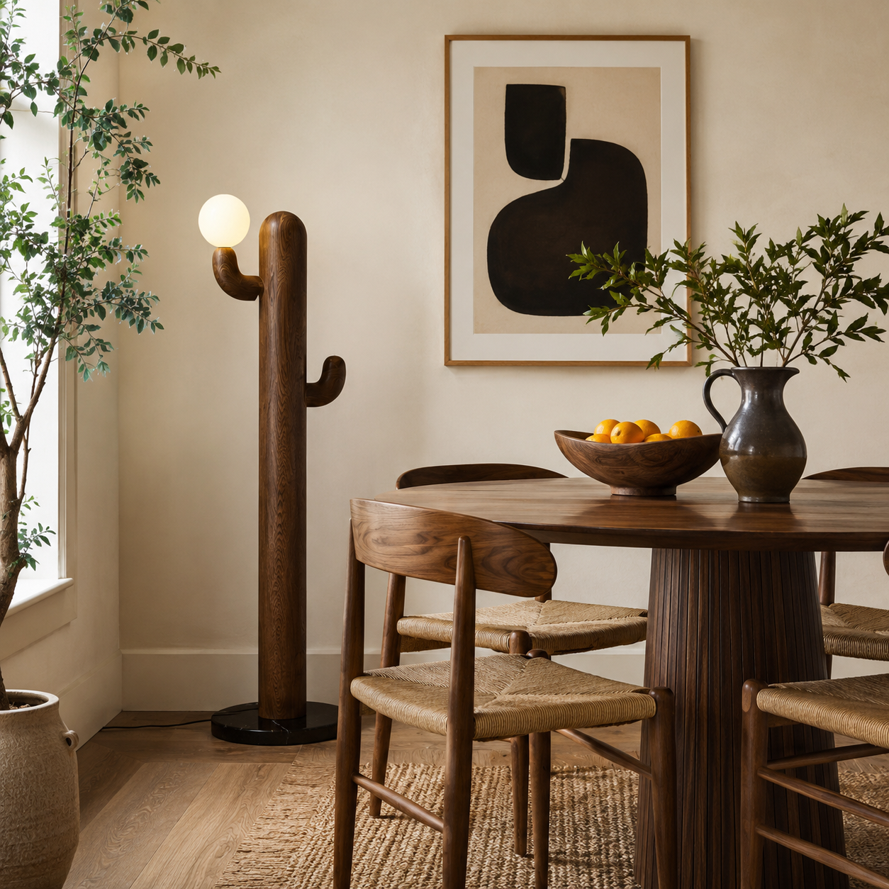 LAMPHAHA Cactus Wood Floor Lamp