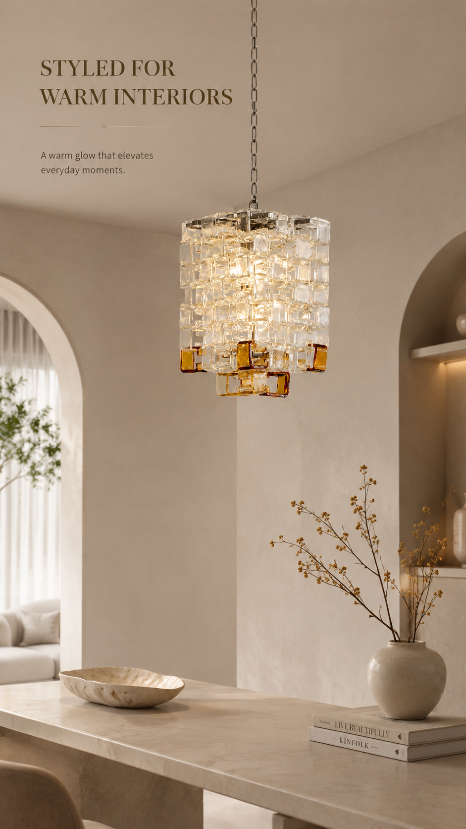 Murano Sugar Cube Glass Pendant Light