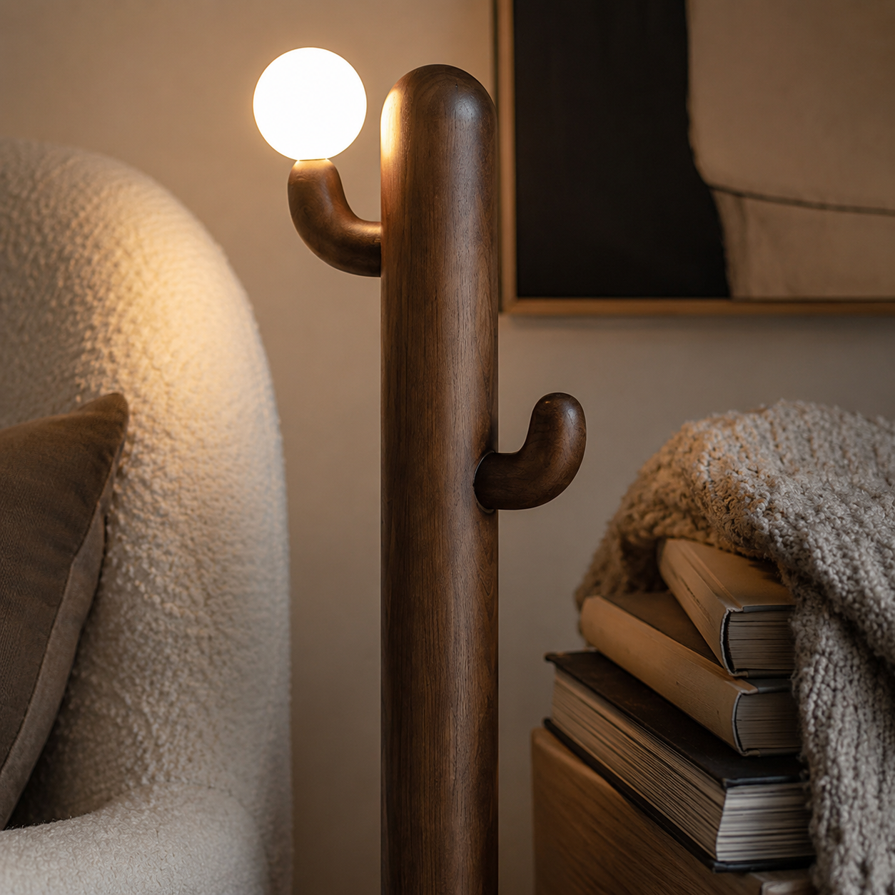 LAMPHAHA Cactus Wood Floor Lamp