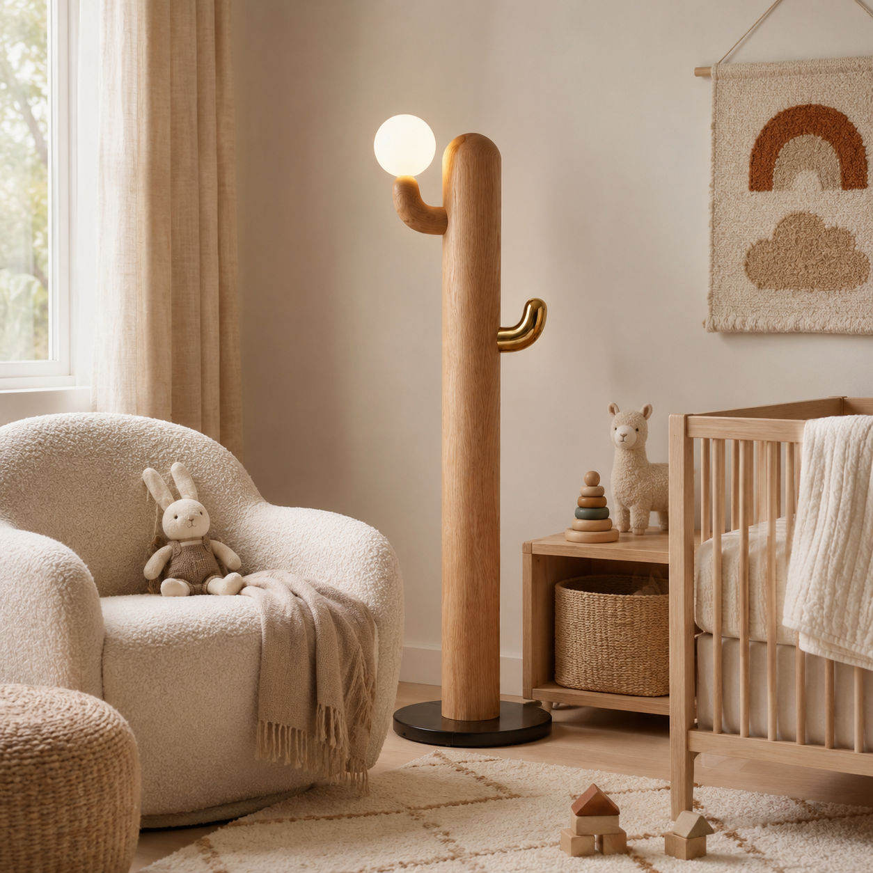 LAMPHAHA Cactus Wood Floor Lamp