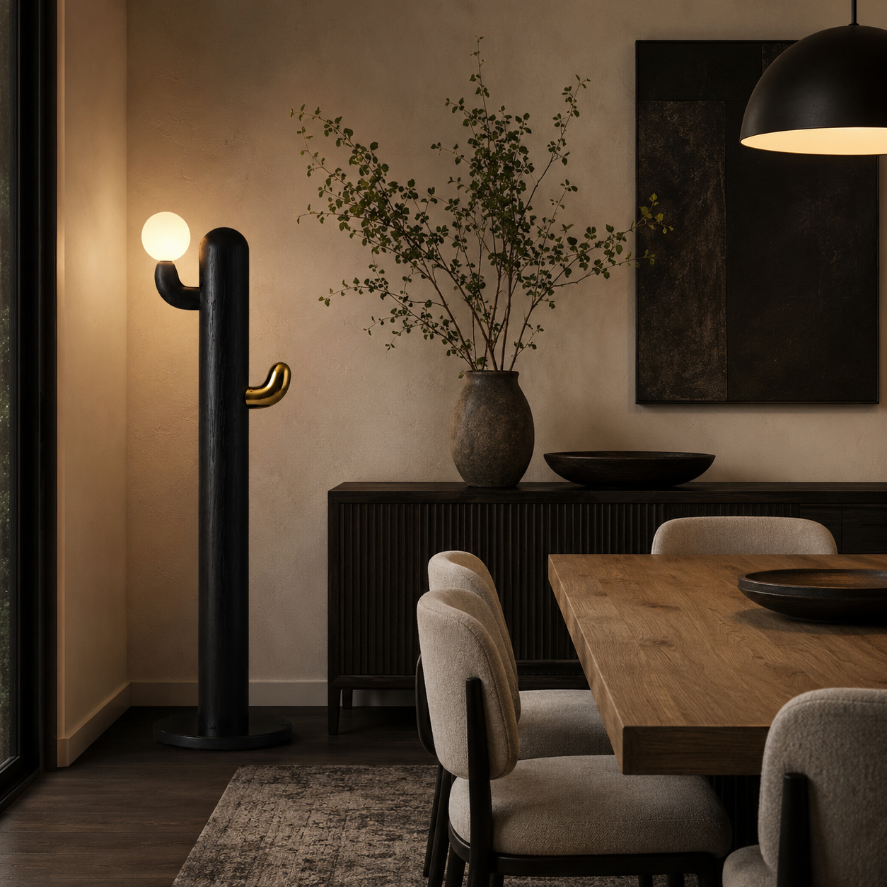 LAMPHAHA Cactus Wood Floor Lamp