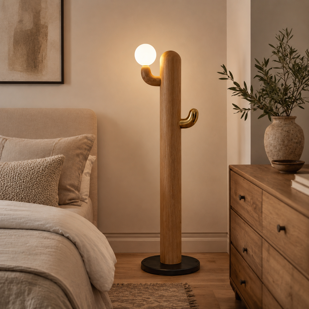 LAMPHAHA Cactus Wood Floor Lamp
