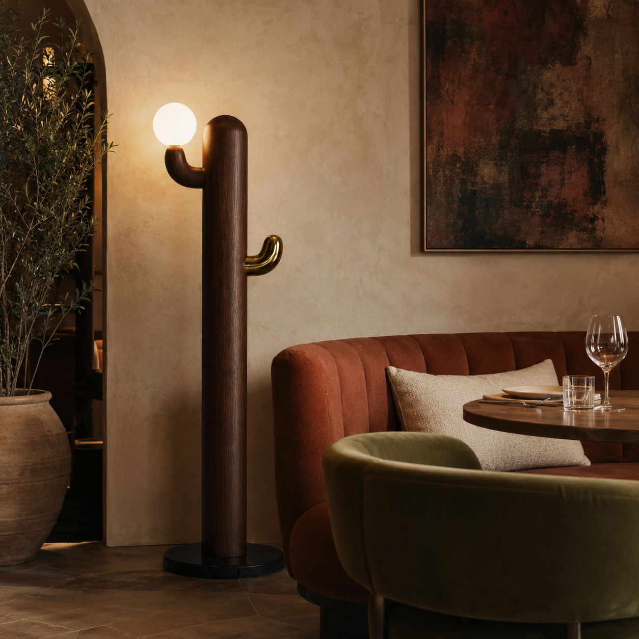 LAMPHAHA Cactus Wood Floor Lamp