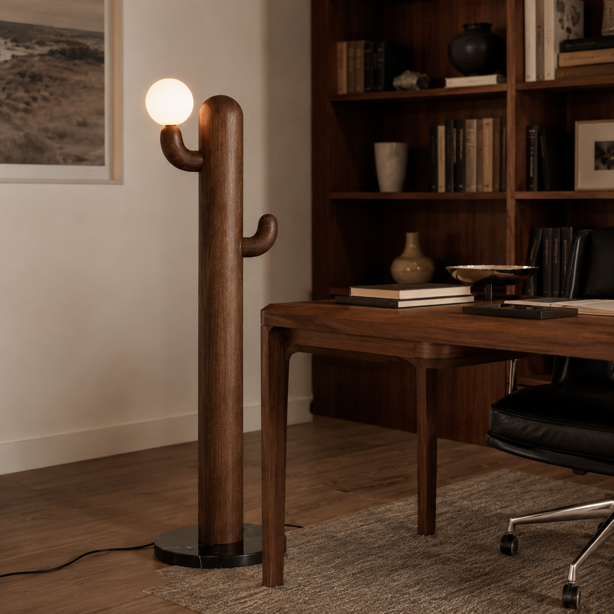 LAMPHAHA Cactus Wood Floor Lamp