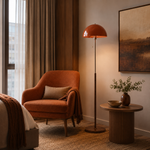Walnut & Amber Color Floor Lamp
