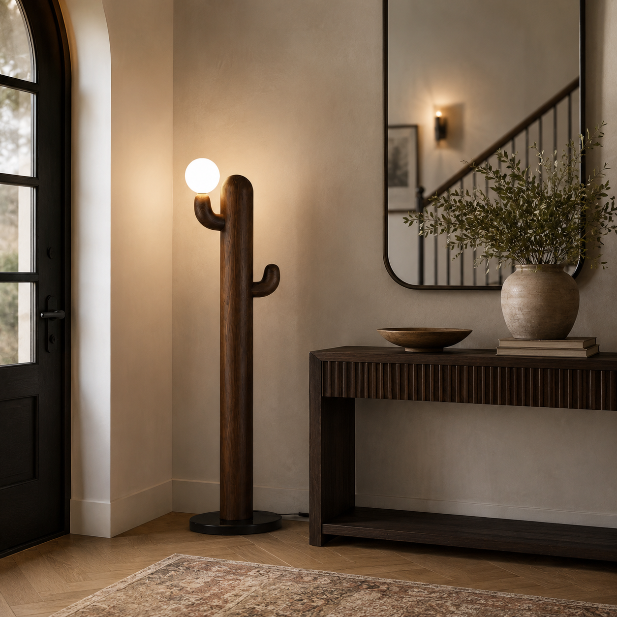 LAMPHAHA Cactus Wood Floor Lamp