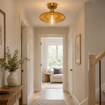 Lotus Leaf / Pleated Umbrella-Shaped Glass Ceiling Light