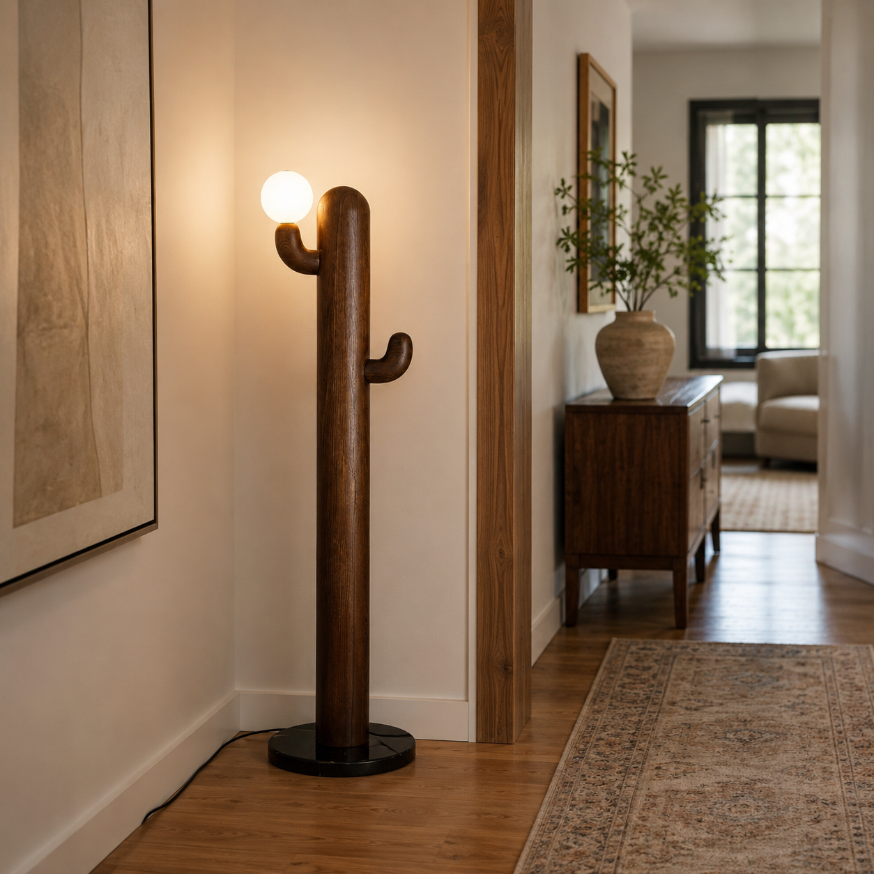LAMPHAHA Cactus Wood Floor Lamp