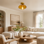 Lotus Leaf / Pleated Umbrella-Shaped Glass Ceiling Light