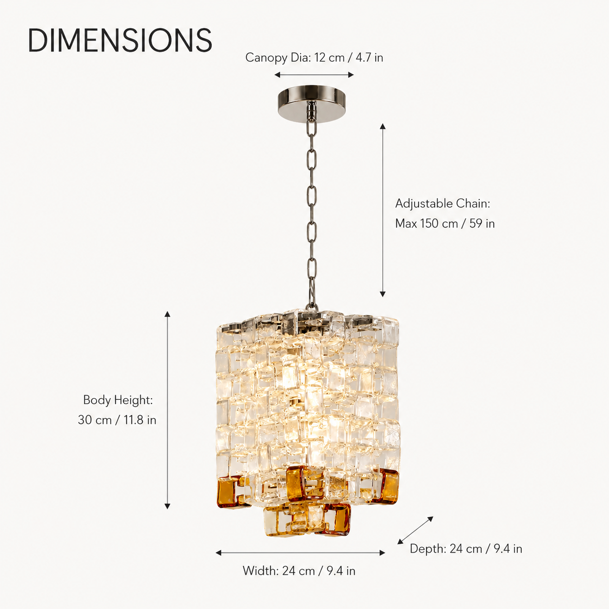 Murano Sugar Cube Glass Pendant Light