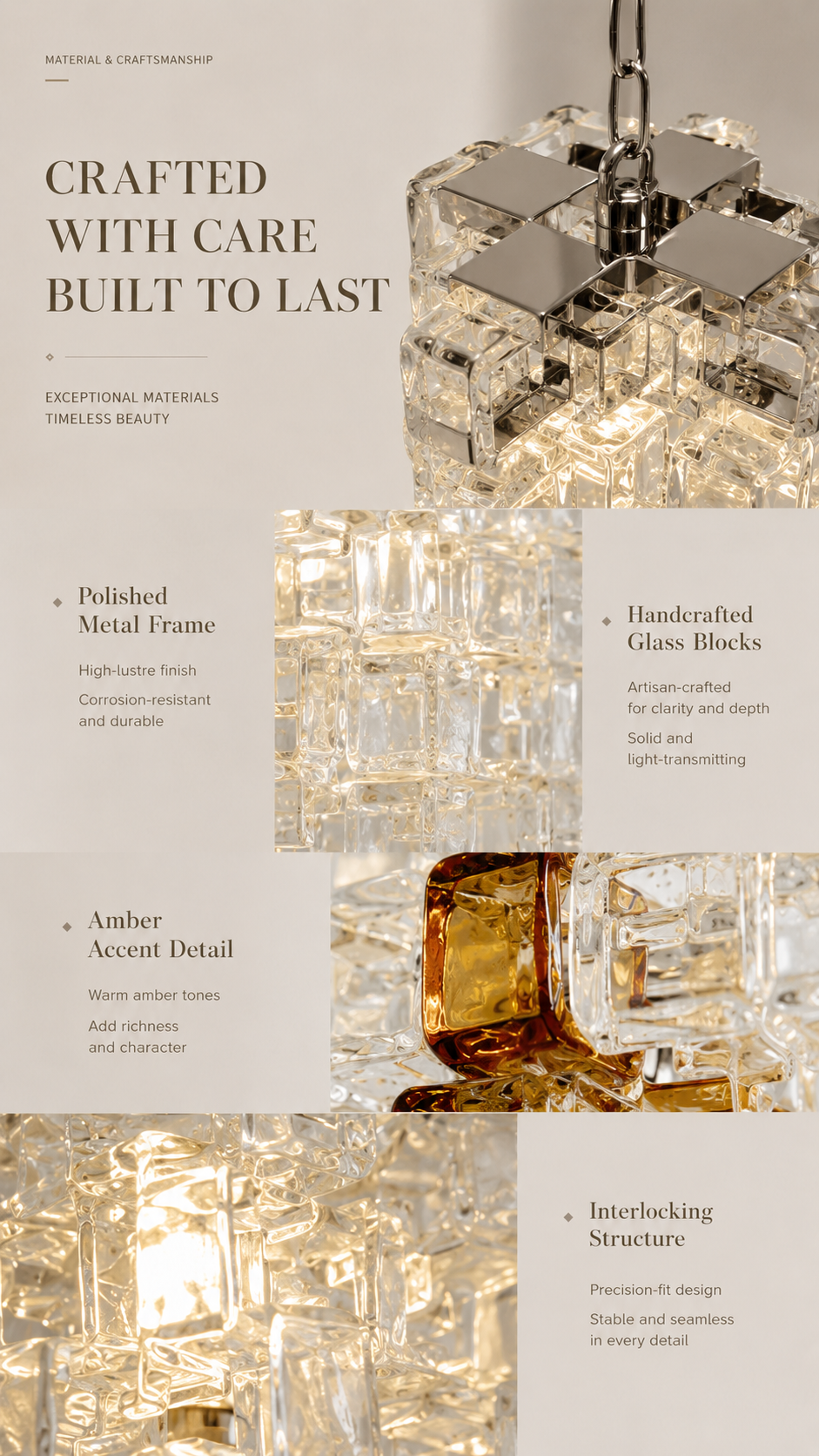 Murano Sugar Cube Glass Pendant Light