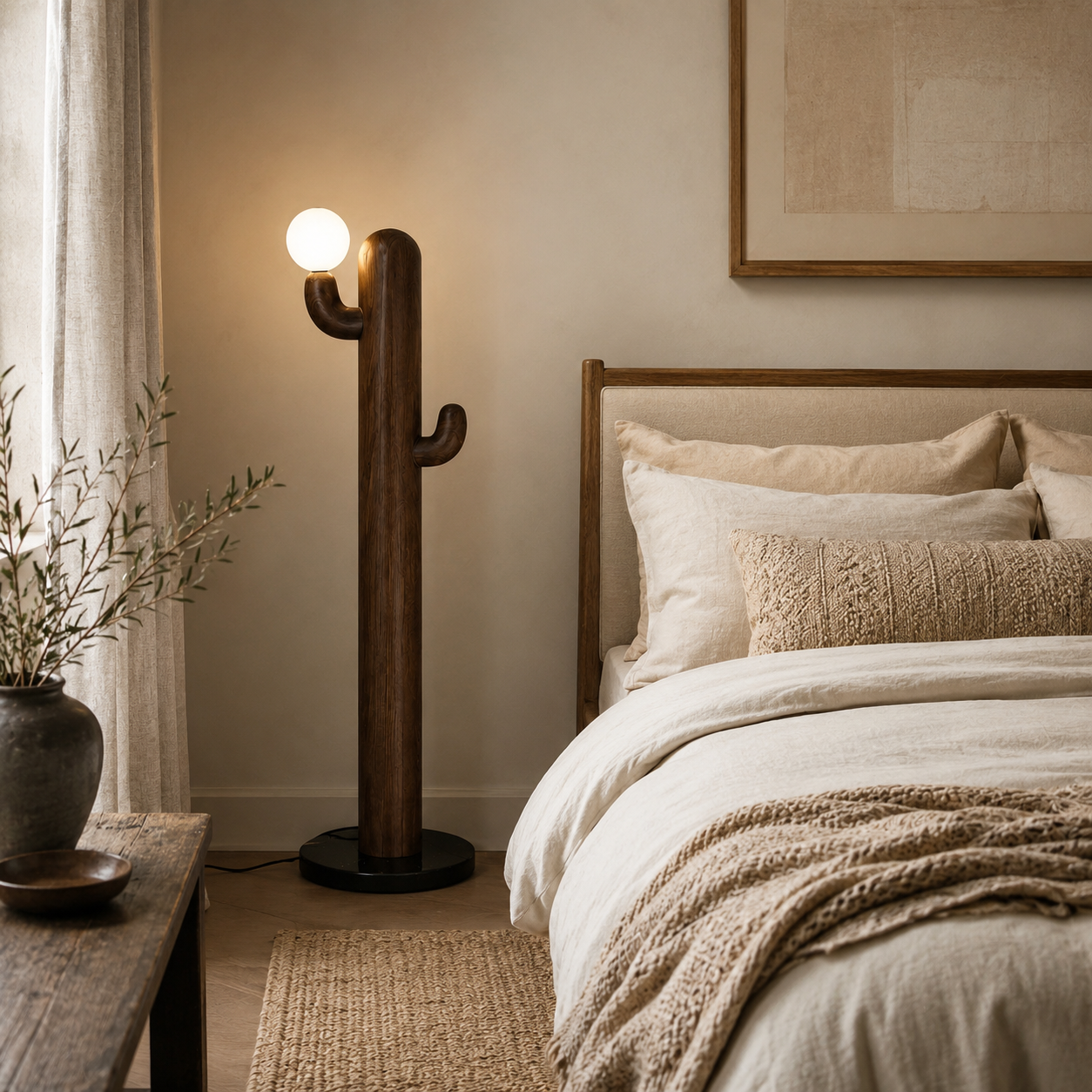 LAMPHAHA Cactus Wood Floor Lamp
