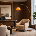 Walnut & Amber Color Bending Floor Lamp