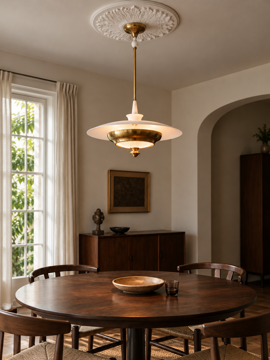 Aurelia Halo Pendant in a refined interior, 3:4 scene hero