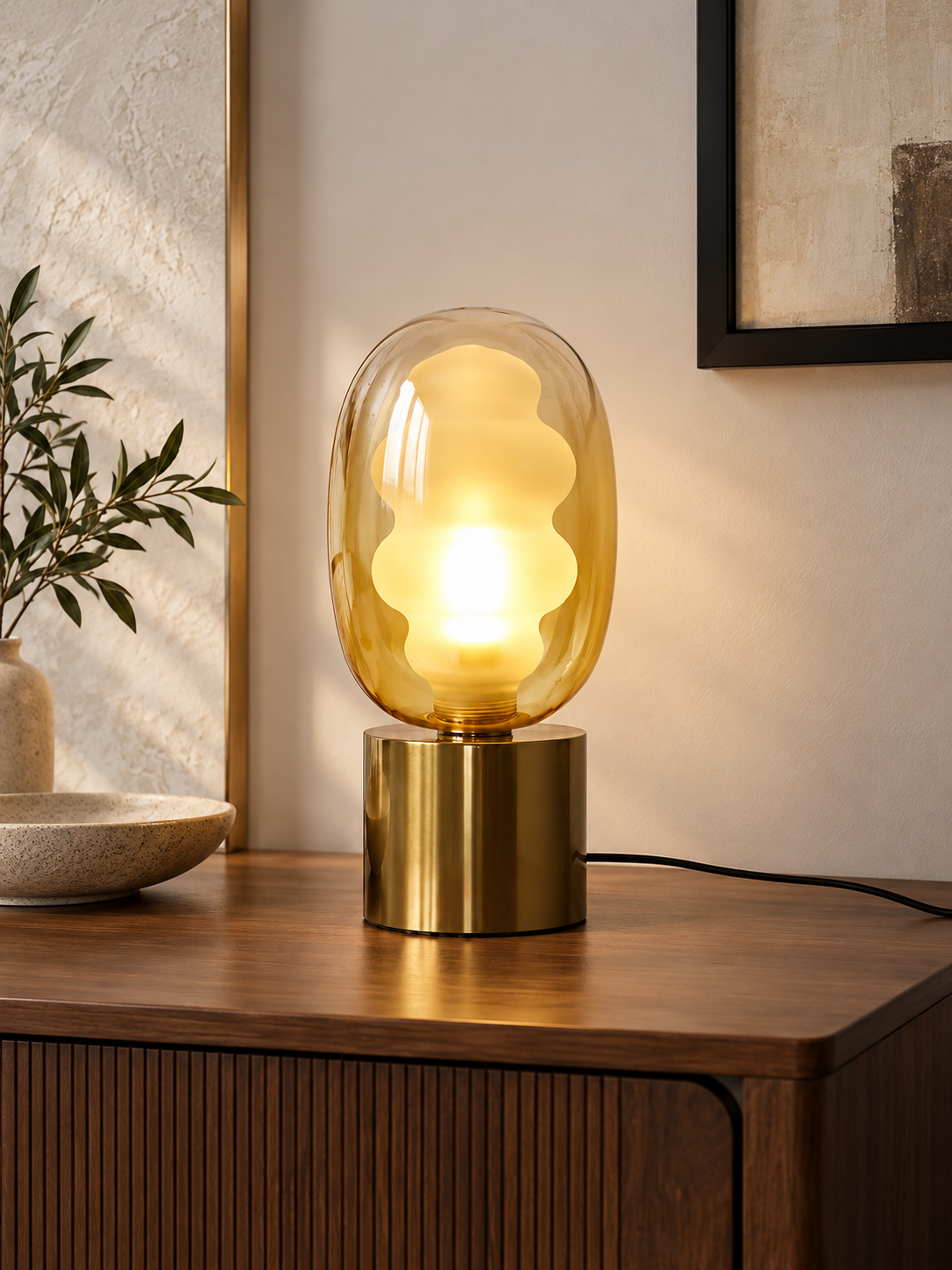 Dalma Glass Table Lamp in a refined interior, 3:4 scene hero