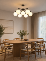 Seven Globe Chandelier in a refined interior, 3:4 scene hero