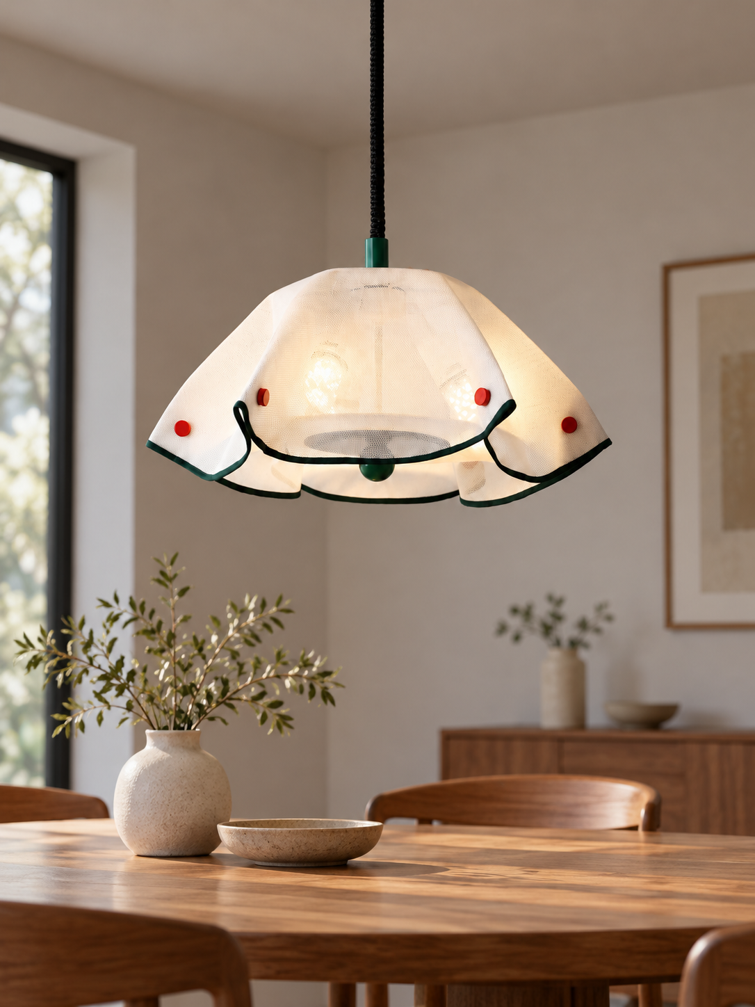 Verde Petal Pendant in a refined interior, 3:4 scene hero