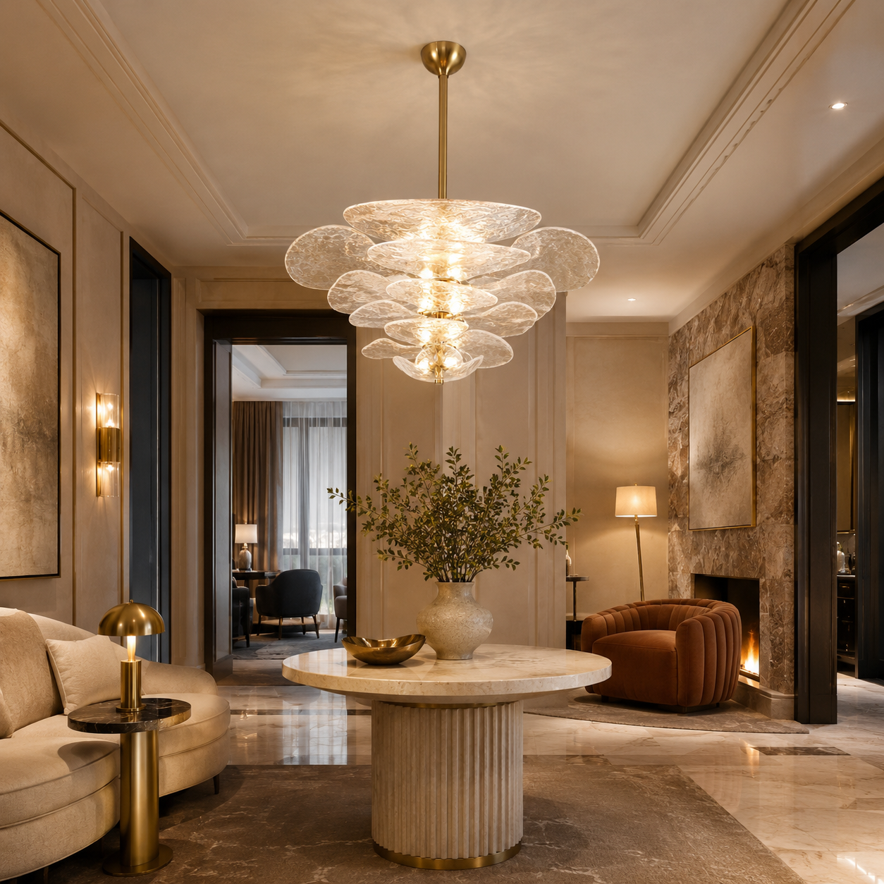LAMPHAHA Petals Glass Chandelier