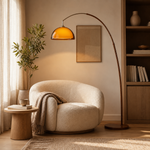 Walnut & Amber Color Bending Floor Lamp