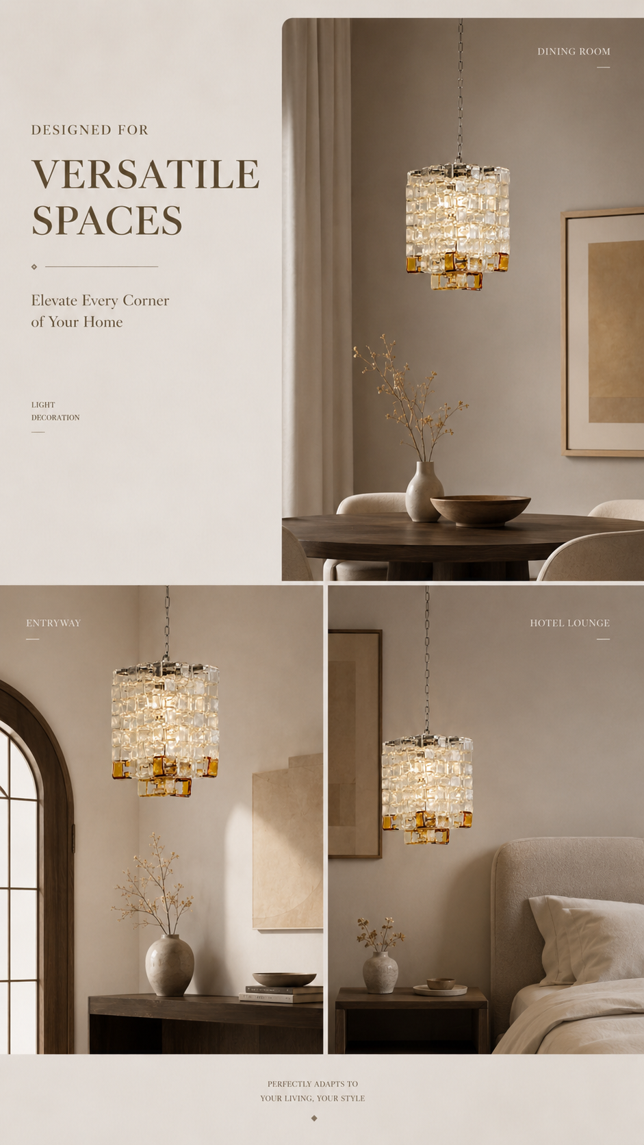 Murano Sugar Cube Glass Pendant Light