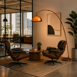 Walnut & Amber Color Bending Floor Lamp