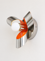 Chrome petal and orange wall light, opal white globe