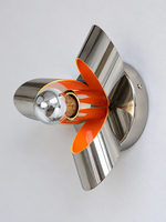 Chrome petal and orange wall light, half-mirrored globe