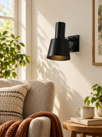 Adjustable Cone Shade Wall Spotlight daylight room setting, lamp off