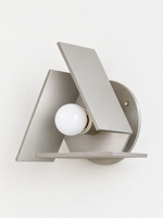 Brushed silver triangular wall sconce opal bulb unlit