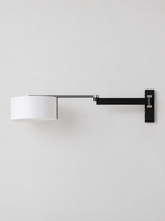 Black and Chrome Swing Arm Wall Lamp, front view