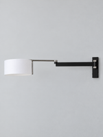 Black and Chrome Swing Arm Wall Lamp, detail view