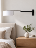 Black and Chrome Swing Arm Wall Lamp, alternate view
