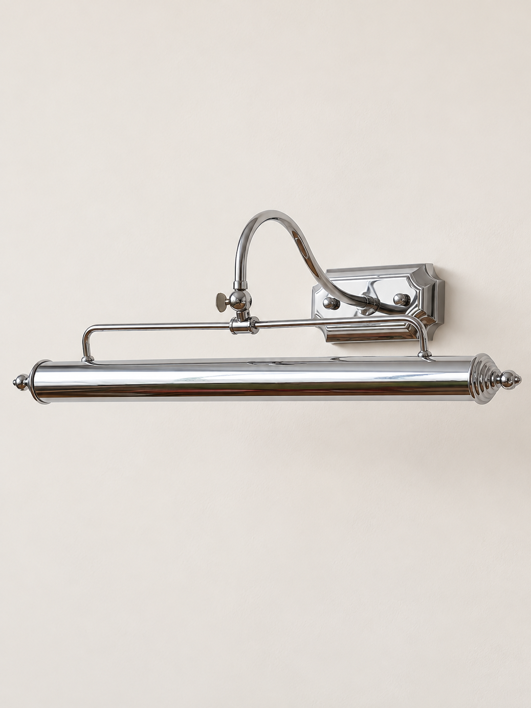 Adjustable Metal Picture Light in Copper or Chrome, front view