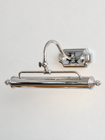 Adjustable Metal Picture Light in Copper or Chrome, detail view