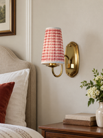 Fabric shade loop wall sconce plaid hero