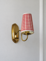 Fabric shade loop wall sconce plaid angle