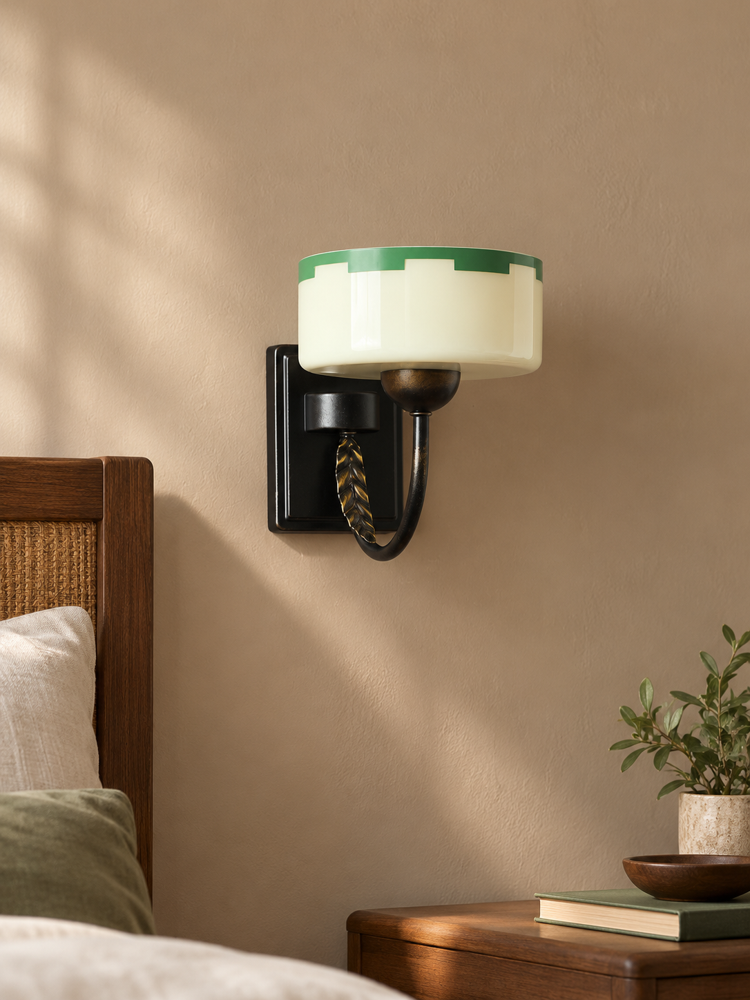 Green rim glass wall sconce hero