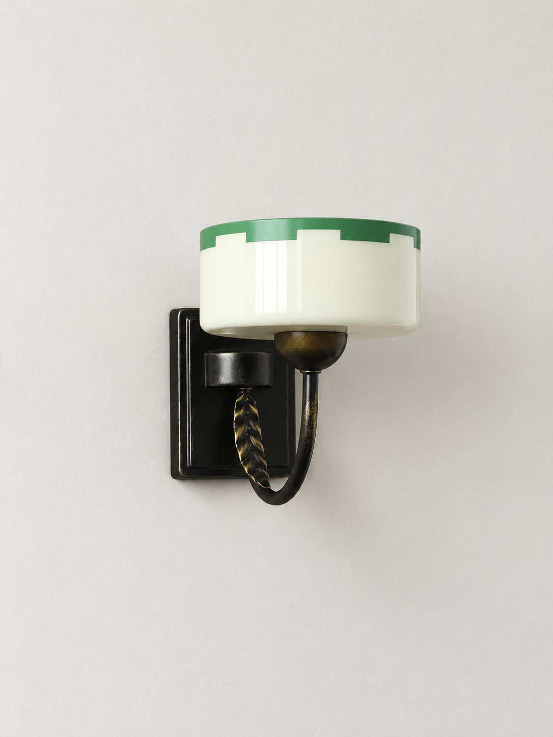 Green rim glass wall sconce front