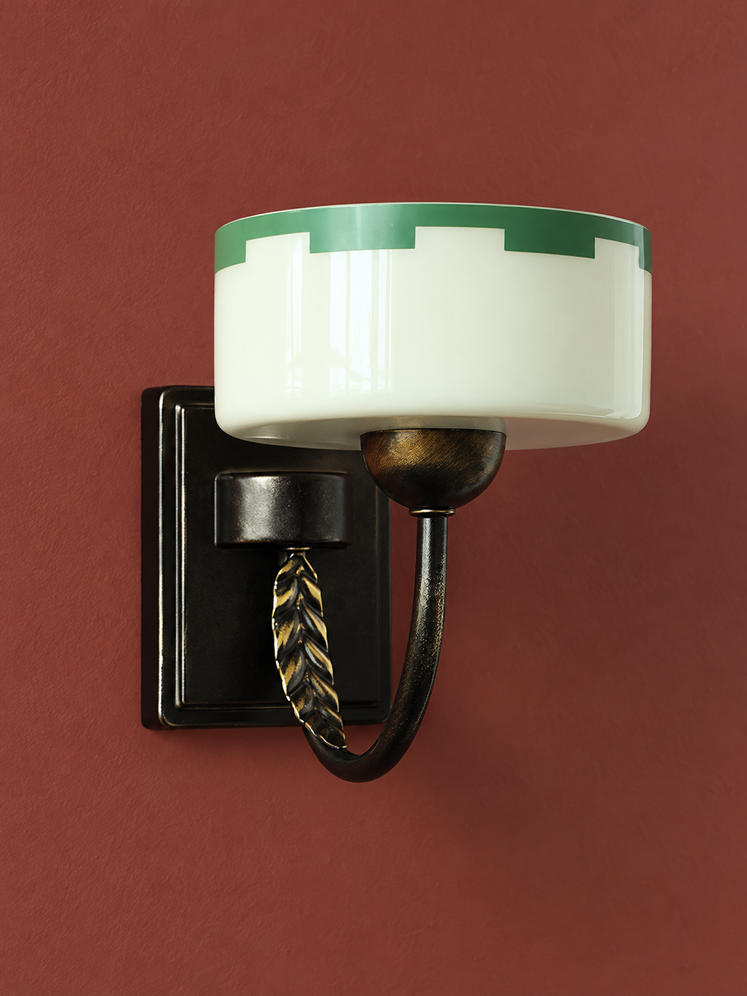 Green rim glass wall sconce detail