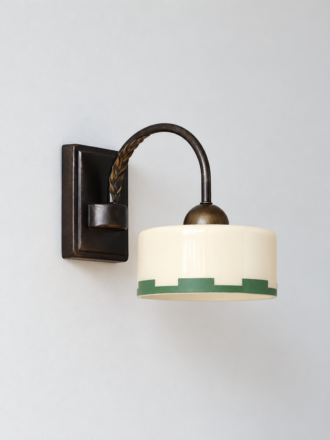 Green rim glass wall sconce downward