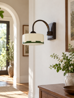 Green rim glass wall sconce downward scene