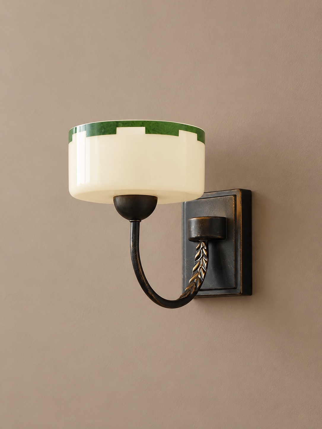Green rim glass wall sconce upward angle