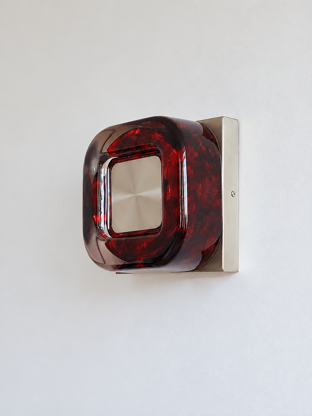 Red resin wall light square nickel