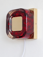 Red resin wall light square gold detail
