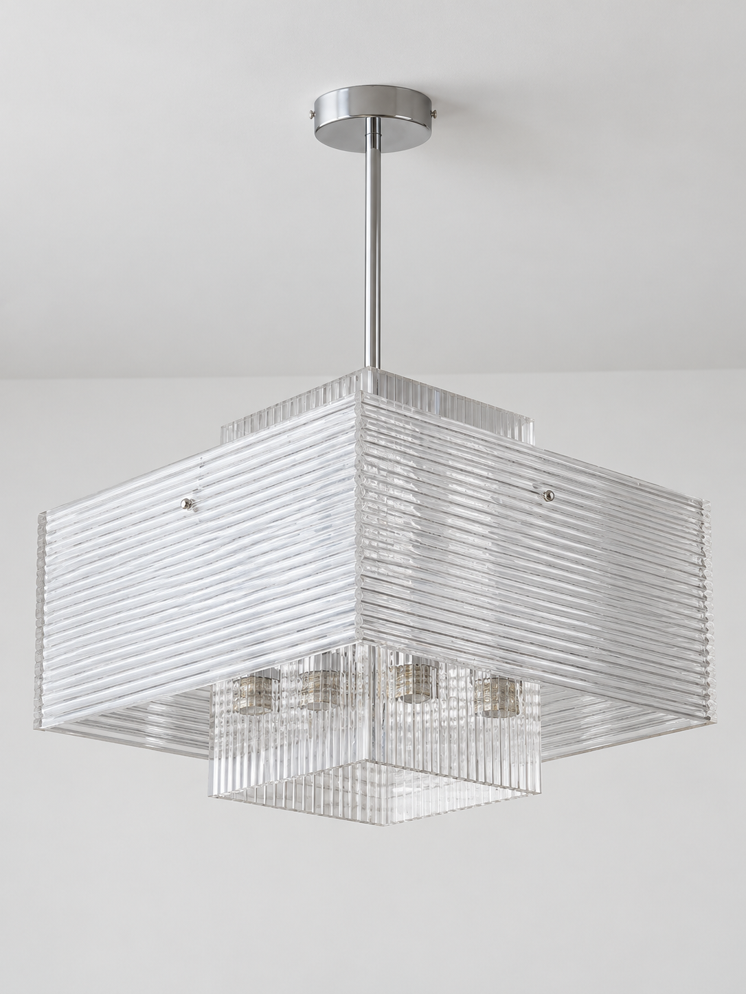 Ribbed acrylic square pendant large