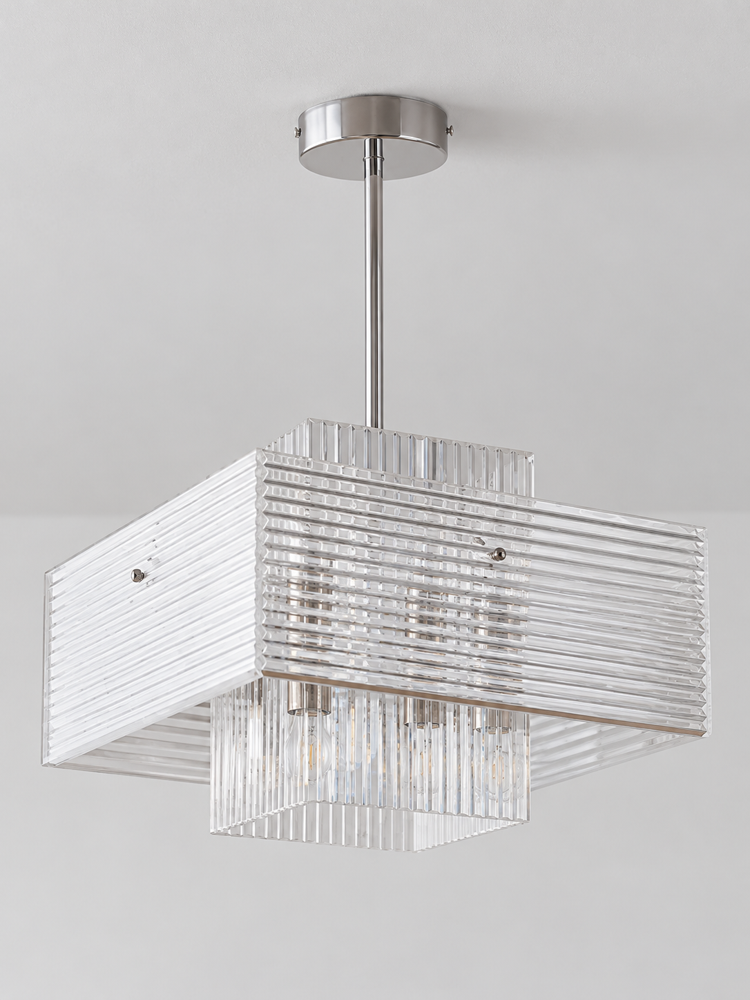 Ribbed acrylic square pendant small