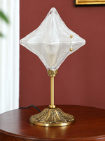 Sculpted glass star table lamp brass detail