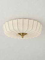 Pleated fabric flush mount ceiling light cream small