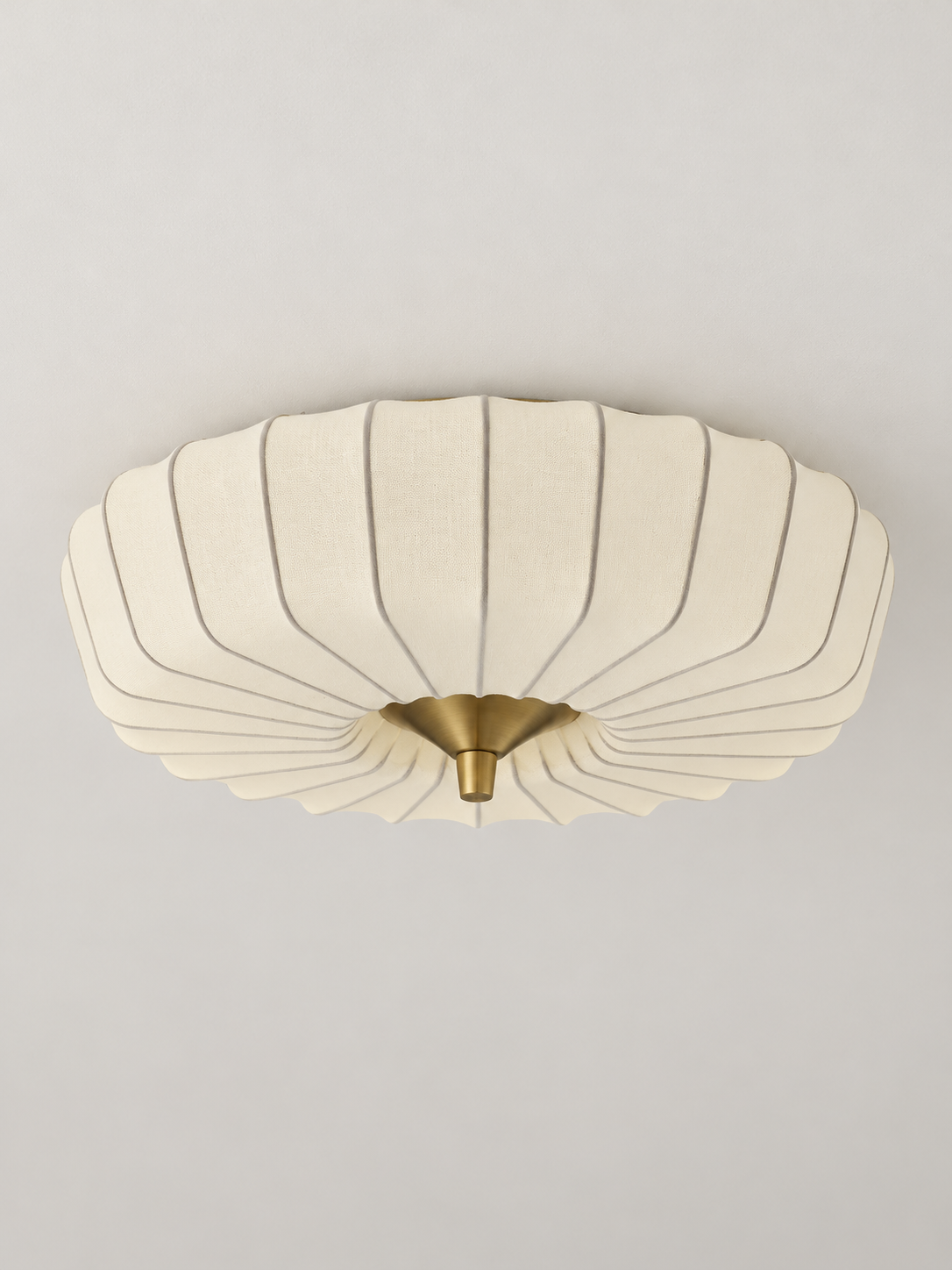 Pleated fabric flush mount ceiling light cream small